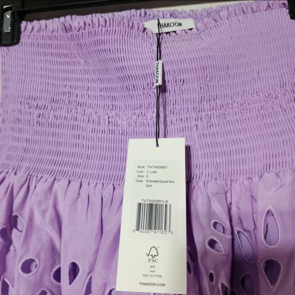 New Thakoon Eyelet Smocked Waist Miniskirt In Lilac